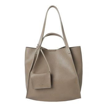 Geanta tote din piele ecologica cu etui detasabil - Maro pamantiu