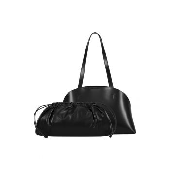 Geanta uni de piele cu etui - Negru