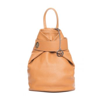 Rucsac de piele cu accesoriu logo Sirietto - Portocaliu
