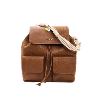 Rucsac de piele ecologica cu logo - Maro