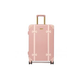Troler mediu  roz sintetic 55x40x20cm