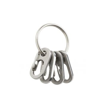 Breloc cu 4 carabiniere MicroLink™ -  Inox - Argintiu