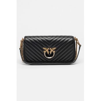 Geanta baguette din piele cu model matlasat Love Click Mini - Negru