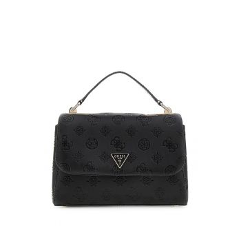 Geanta crossbody cu model logo si clapa - Negru