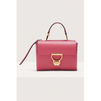 Geanta crossbody de piele cu bareta de umar Arlettis Signature - Rosu stins