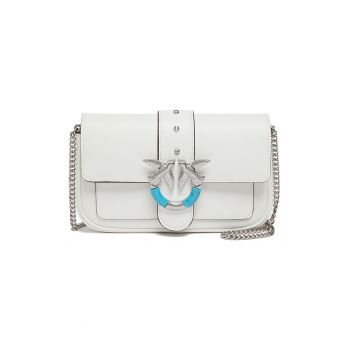 Geanta crossbody de piele cu lant Love One - Alb