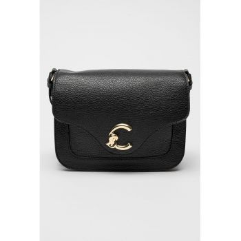 Geanta crossbody de piele cu logo C-Me - Negru