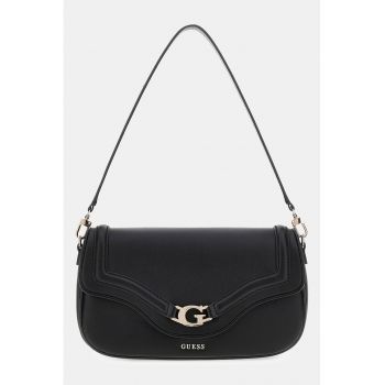 Geanta crossbody de piele ecologica cu buzunar pe partea din spate cu fermoar - Negru