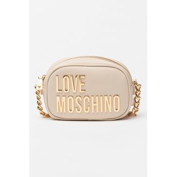 Geanta crossbody de piele ecologica cu logo - Alb fildes
