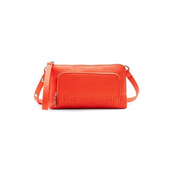 Geanta crossbody de piele ecologica uni - Portocaliu mandarina