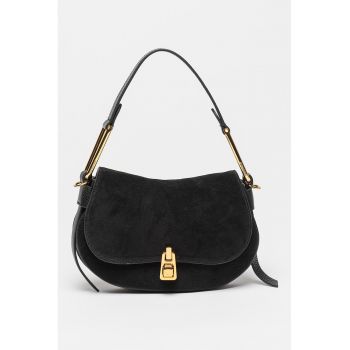 Geanta crossbody de piele si piele intoarsa Magie - Negru