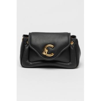 Geanta crossbody din piele cu bareta din lant C-Me - Negru