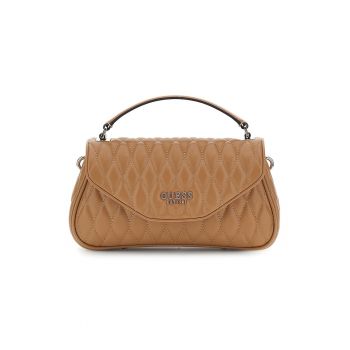 Geanta crossbody din piele ecologica cu aspect matlasat - Caramel