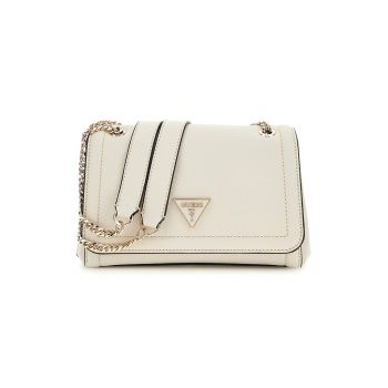 Geanta crossbody din piele ecologica cu bareta din lant Noelle - Alb fildes
