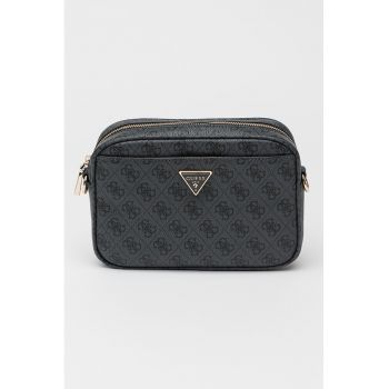Geanta crossbody din piele ecologica cu model logo Meridian - Negru stins
