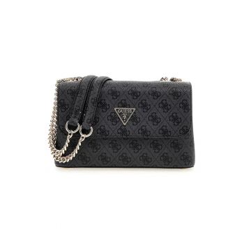 Geanta crossbody din piele ecologica cu model monograma Erica Eco - Negru stins/Gri inchis