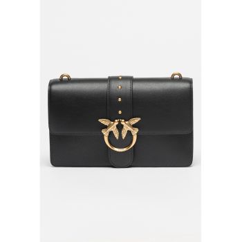 Geanta crossbody din piele Love Classic Icon - Auriu - Negru - 16x27x7