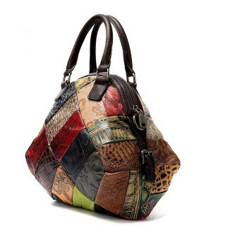 Geanta dama, Aleena GT1532, piele naturala, model multicolor