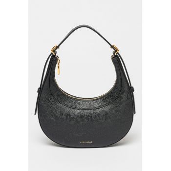 Geanta de piele cu forma de semiluna Whisper - Negru