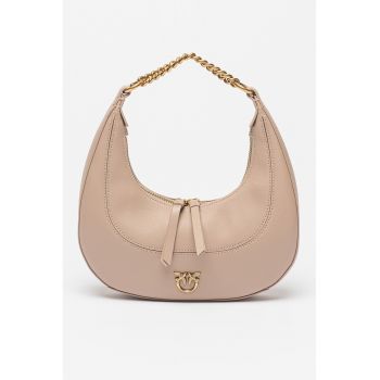 Geanta din piele cu bareta de umar Brioche - Maro camel