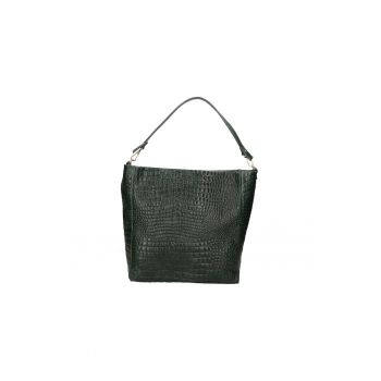 Geanta hobo de piele cu model piele de reptila - Verde