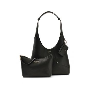 Geanta hobo din piele ecologica cu logo Darcy - Negru