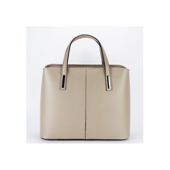 Geanta mare din piele naturala 8922 - Bej inchis - 25x32x14
