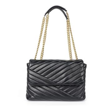 Geantă matlasata din piele Trey - Negru - L: 30 cm H: 20 cm A: 9 cm