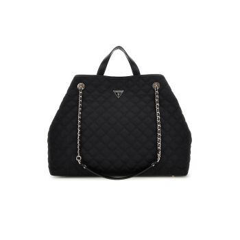 Geanta shopper cu aspect matlasat - Negru