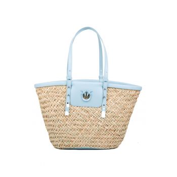 Geanta shopper cu garnituri din piele Love Summer