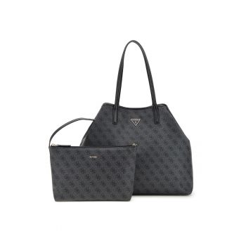 Geanta shopper cu imprimeu logo Erica - Negru