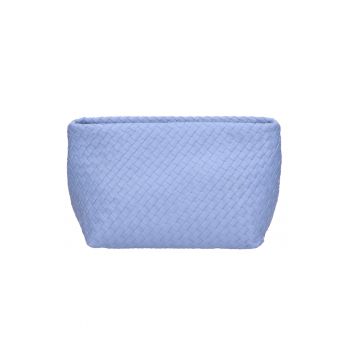 Geanta shopper de piele cu aspect tesut - Albastru
