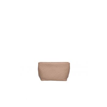 Geanta shopper de piele cu aspect tesut - Maro taupe