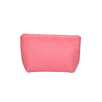 Geanta shopper de piele cu aspect tesut - Roz