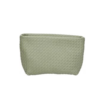 Geanta shopper de piele cu aspect tesut - Verde