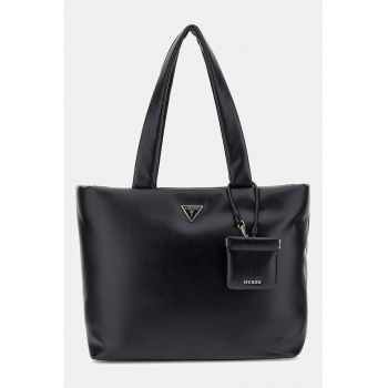Geanta shopper de piele ecologica cu etui detasabil - Negru