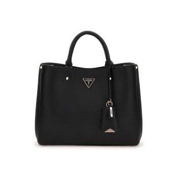 Geanta shopper din piele ecologica cu accesoriu detasabil cu logo - Negru