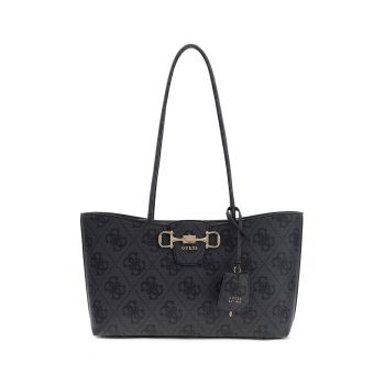 Geanta shopper din piele ecologica cu model monograma Janie - Negru