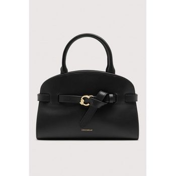 Geanta tote de piele cu bareta decorativa Sabine - Negru/Negru stins