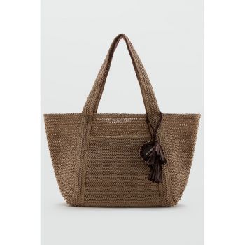 Geanta tote din paie de hartie - Maro camel