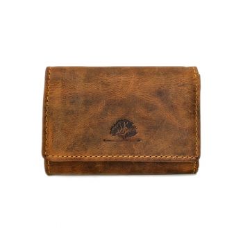 Portofel barbati piele naturala maro antichizat 10.5 x 7.0 x 2.5 cm - Vintage -