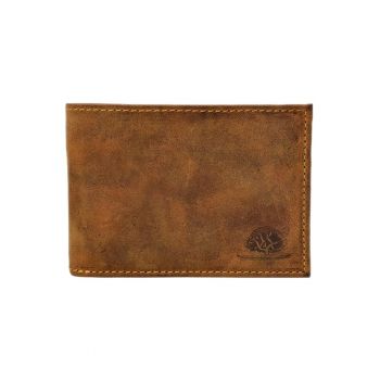 Portofel barbati piele naturala maro antichizat 11.5 x 8.5 x 2.0 cm - Vintage -