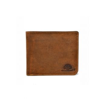 Portofel barbati piele naturala maro antichizat 11.5 x 9.5 x 2.0 cm - Vintage -