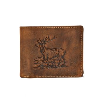 Portofel barbati piele naturala maro antichizat 12.5 x 10.5 x 3.0 cm - Vintage Hunting -