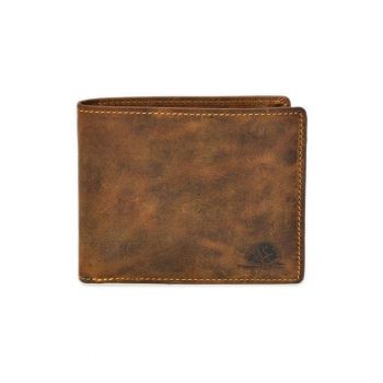 Portofel barbati piele naturala maro antichizat 12 x 10 cm - Vintage -