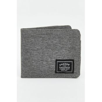 Portofel din material textil cu etui mic - Gri inchis
