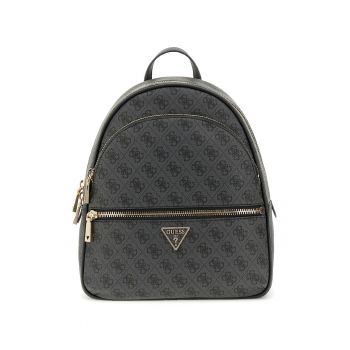 Rucsac din piele ecologica cu model monograma Manhattan II - Gri antracit