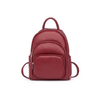 Rucsac din piele naturala - Alghero - 28x25x14cm - Visiniu
