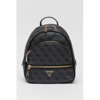 Rucsac mic cu model monograma Manhattan II - Negru/Gri antracit