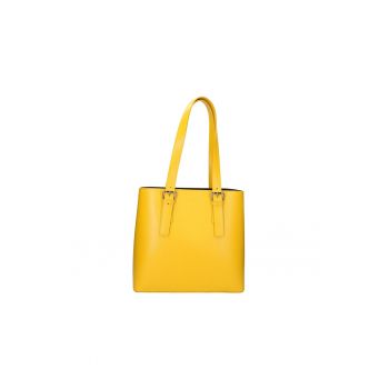 Set de geanta tote de piele si etui - Galben